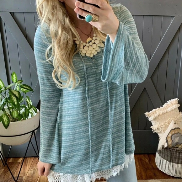 Figleaffashion Tops - Boutique Long Sleeve Hooded Thermal Tee Knit Top